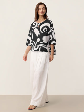 Linen Layered Asymmetric Top NOREEN - Glamourous Grace