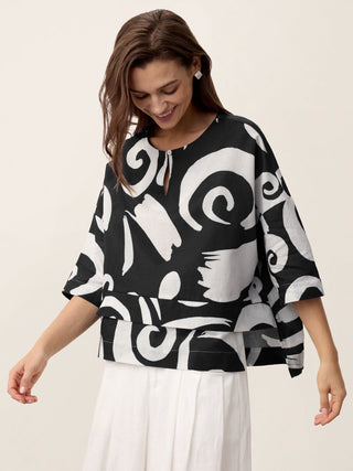 Linen Layered Asymmetric Top NOREEN - Glamourous Grace