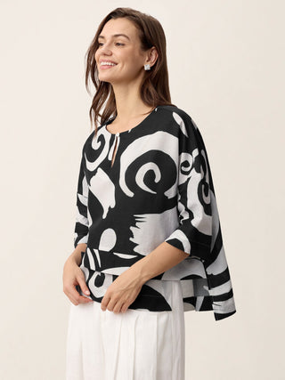 Linen Layered Asymmetric Top NOREEN - Glamourous Grace