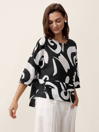 Linen Layered Asymmetric Top NOREEN - Glamourous Grace