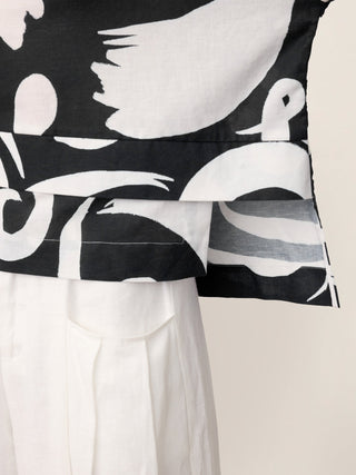 Linen Layered Asymmetric Top NOREEN - Glamourous Grace