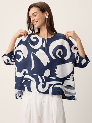 Linen Layered Asymmetric Top NOREEN - Glamourous Grace