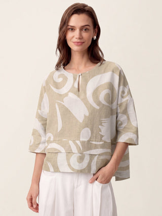 Linen Layered Asymmetric Top NOREEN - Glamourous Grace