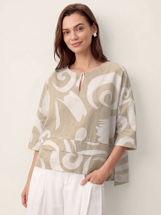 Linen Layered Asymmetric Top NOREEN - Glamourous Grace