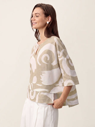 Linen Layered Asymmetric Top NOREEN - Glamourous Grace