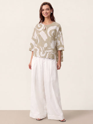 Linen Layered Asymmetric Top NOREEN - Glamourous Grace