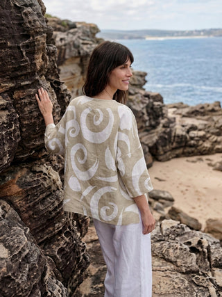 Linen Layered Asymmetric Top NOREEN - Glamourous Grace