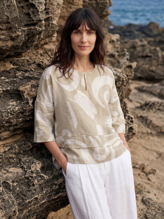 Linen Layered Asymmetric Top NOREEN - Glamourous Grace