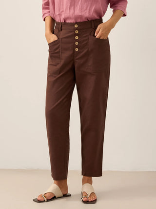 Linen Simple Button Fly Trousers HEIDI - Glamourous Grace
