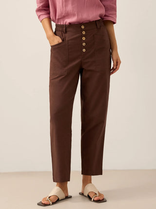 Linen Simple Button Fly Trousers HEIDI - Glamourous Grace