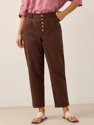 Linen Simple Button Fly Trousers HEIDI - Glamourous Grace