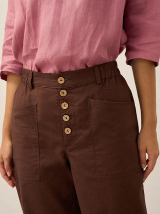 Linen Simple Button Fly Trousers HEIDI - Glamourous Grace