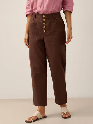 Linen Simple Button Fly Trousers HEIDI - Glamourous Grace