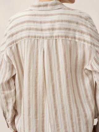 Linen Striped Drop Shoulder Shirt KENNEDY - Glamourous Grace
