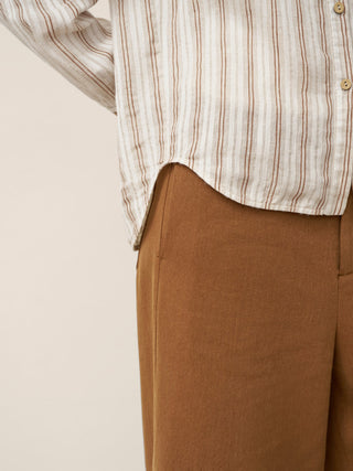 Linen Striped Drop Shoulder Shirt KENNEDY - Glamourous Grace