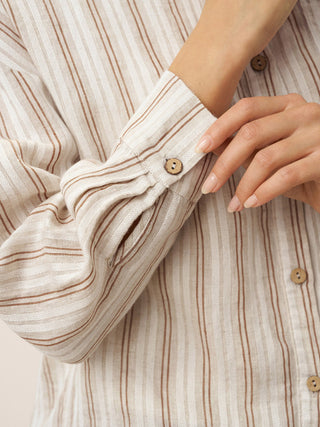Linen Striped Drop Shoulder Shirt KENNEDY - Glamourous Grace