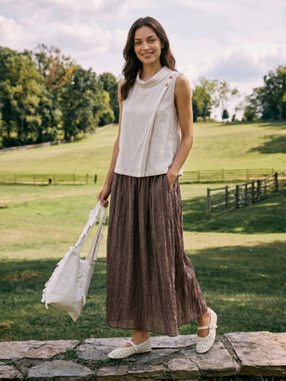Lyocell Textured Pleated Waist Skirt ROSAMUND - Glamourous Grace