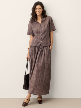 Lyocell Textured Pleated Waist Skirt ROSAMUND - Glamourous Grace