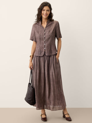 Lyocell Textured Stand Collar Shirt Jacket PHILIPPA - Glamourous Grace