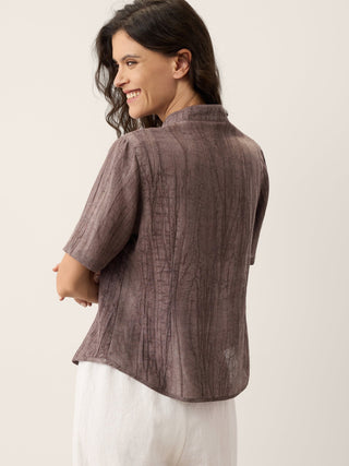 Lyocell Textured Stand Collar Shirt Jacket PHILIPPA - Glamourous Grace