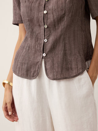 Lyocell Textured Stand Collar Shirt Jacket PHILIPPA - Glamourous Grace