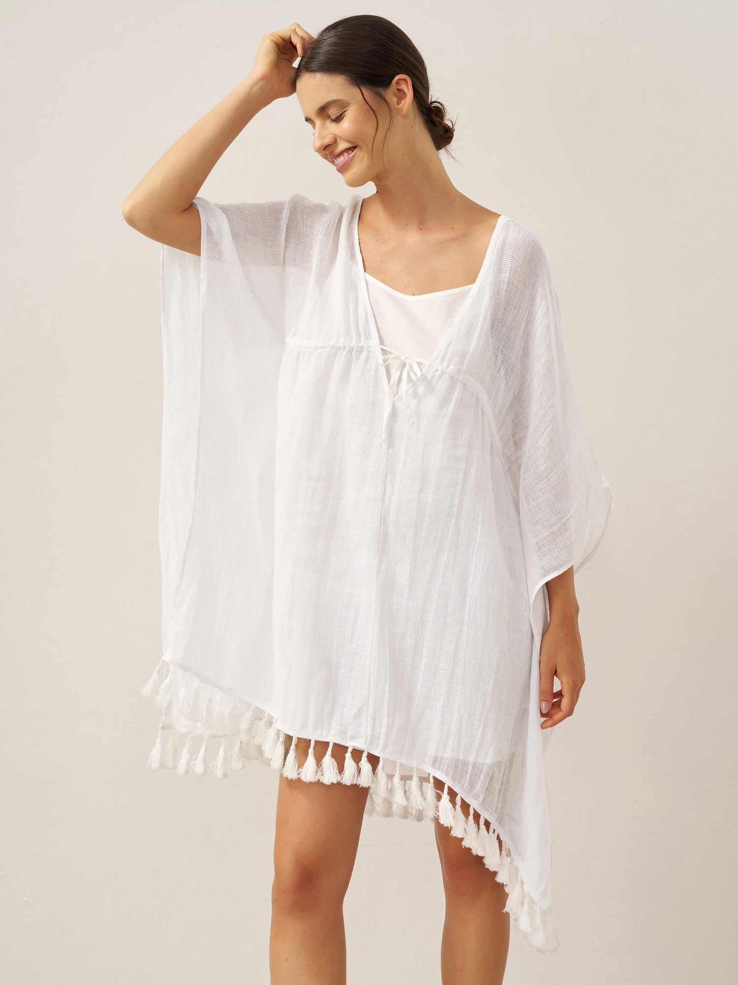 Linen V-Neck Cover-Up and Slip Dress Set CASS - Glamourous Grace