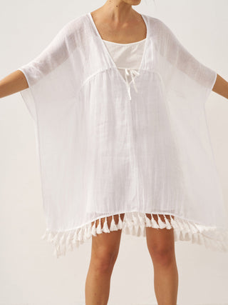 Linen V-Neck Cover-Up and Slip Dress Set CASS - Glamourous Grace