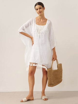 Linen V-Neck Cover-Up and Slip Dress Set CASS - Glamourous Grace