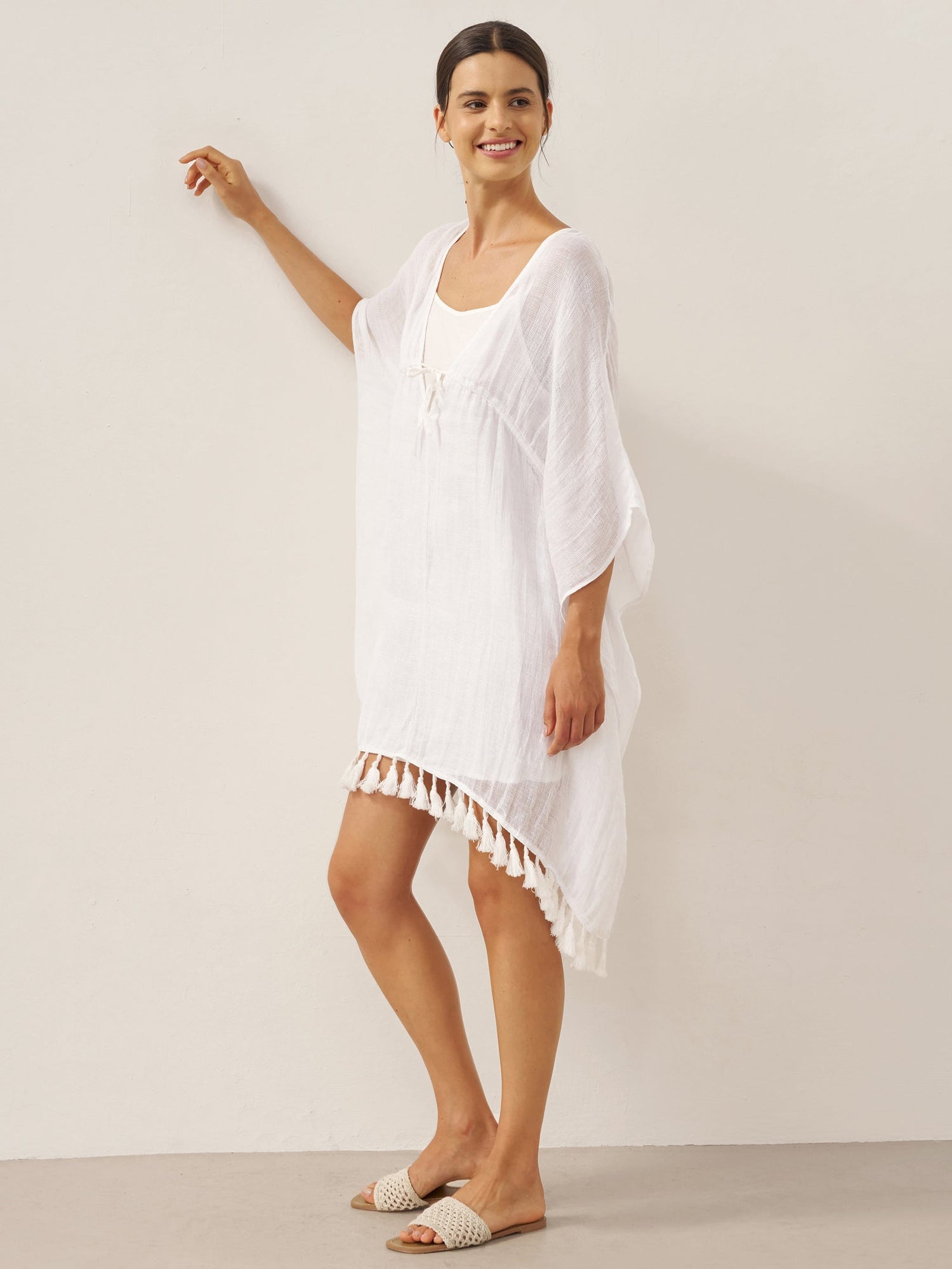 Linen V-Neck Cover-Up and Slip Dress Set CASS - Glamourous Grace