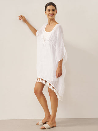 Linen V-Neck Cover-Up and Slip Dress Set CASS - Glamourous Grace