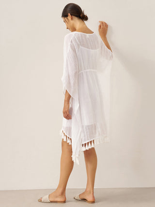 Linen V-Neck Cover-Up and Slip Dress Set CASS - Glamourous Grace