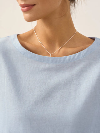 Linen White Boat Neck Oversized Top AVA - Glamourous Grace