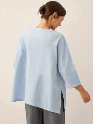 Linen White Boat Neck Oversized Top AVA - Glamourous Grace