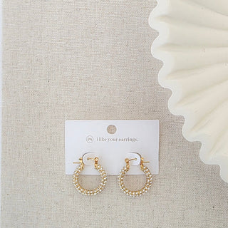 Lizzie Pave Hoops - WATERPROOF