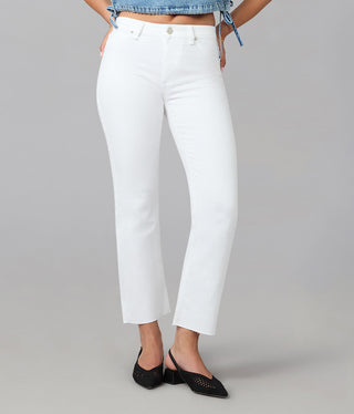 DENVER-WHT High Rise Straight Jeans
