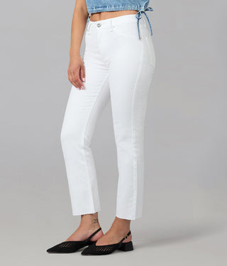 DENVER-WHT High Rise Straight Jeans
