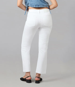 DENVER-WHT High Rise Straight Jeans