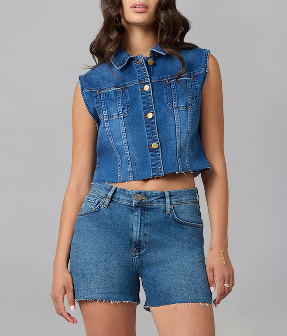 GABBIE-DIS Cropped Denim Vest