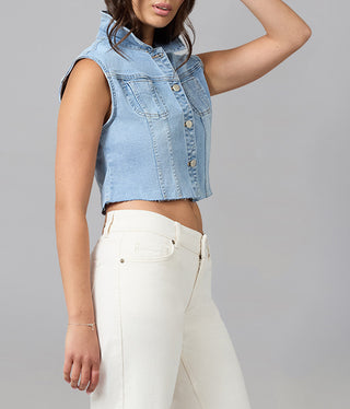 GABBIE-SBS Cropped Denim Vest