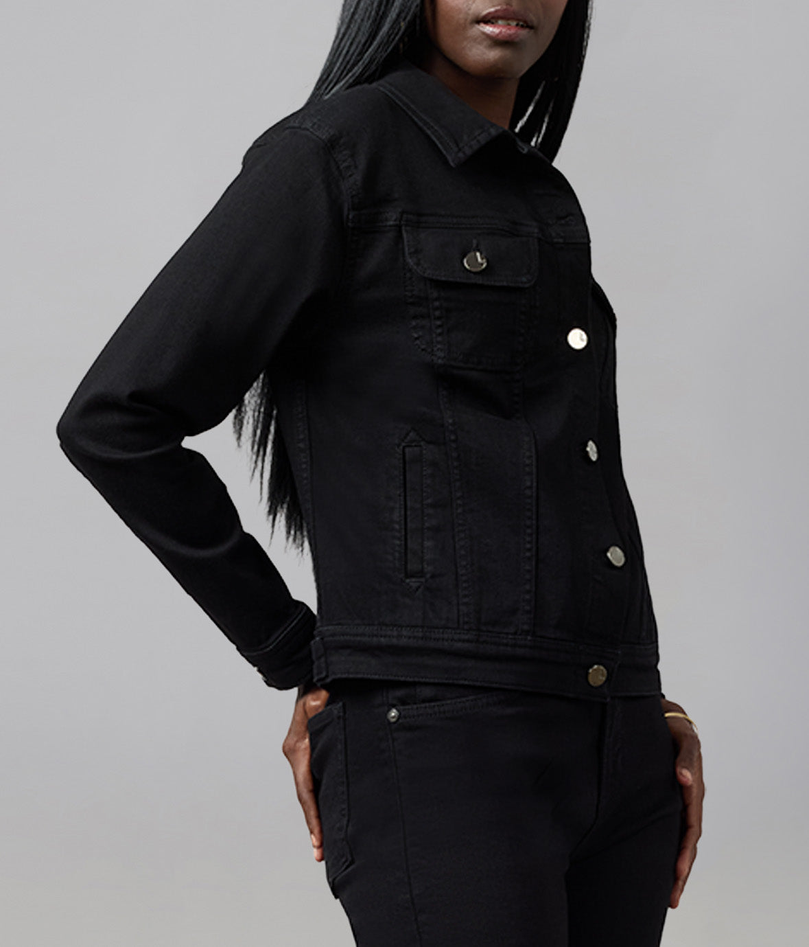 GABRIELLA-BLK Classic Denim Jacket