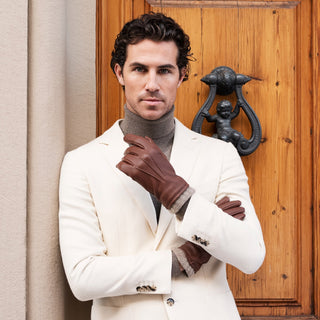 Lorenzo (brown) - Italian gloves made of American deerskin leather with cashmere lining - Glamourous Grace
