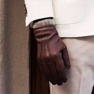 Lorenzo (brown) - Italian gloves made of American deerskin leather with cashmere lining - Glamourous Grace