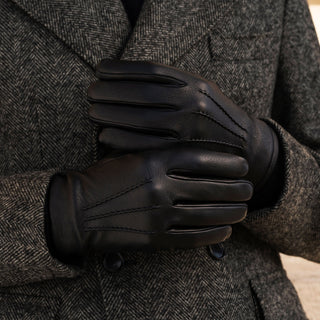 Lorenzo (black) - Italian gloves made of American deerskin leather with cashmere lining - Glamourous Grace