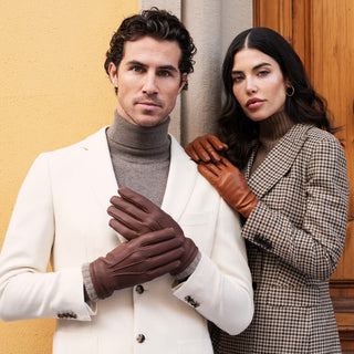 Lorenzo (brown) - Italian gloves made of American deerskin leather with cashmere lining - Glamourous Grace