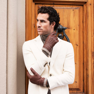 Lorenzo (brown) - Italian gloves made of American deerskin leather with cashmere lining - Glamourous Grace