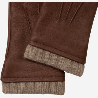 Lorenzo (brown) - Italian gloves made of American deerskin leather with cashmere lining - Glamourous Grace