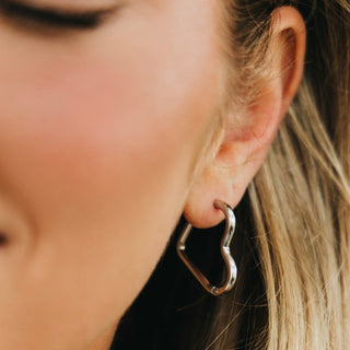 Love On My Mind Heart Hoop Earrings - WATERPROOF