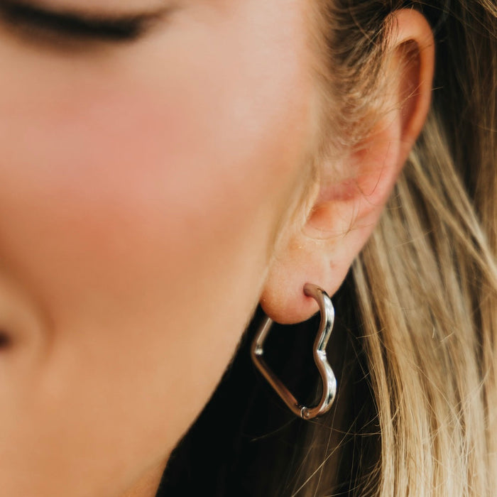 Love On My Mind Heart Hoop Earrings - WATERPROOF - Glamourous Grace
