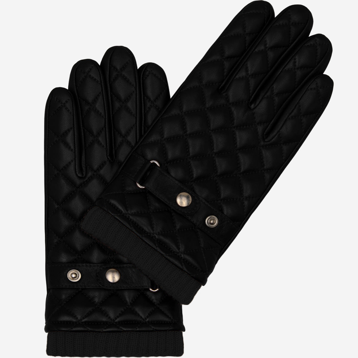 Luca (black) - Italian lambskin leather gloves with cashmere lining and checkered pattern - Glamourous Grace