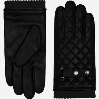 Luca (black) - Italian lambskin leather gloves with cashmere lining and checkered pattern - Glamourous Grace